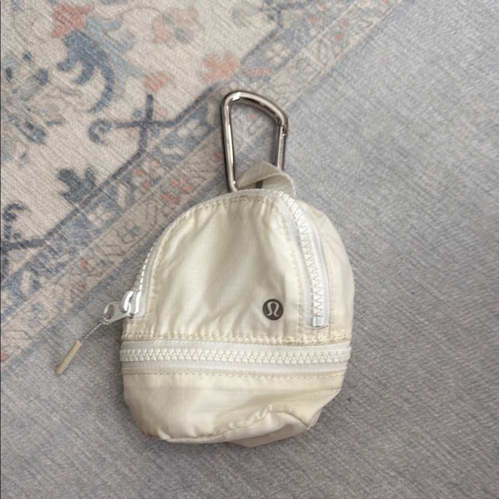 Lululemon Athletica White City Adventurer Mini Backpack Keychain